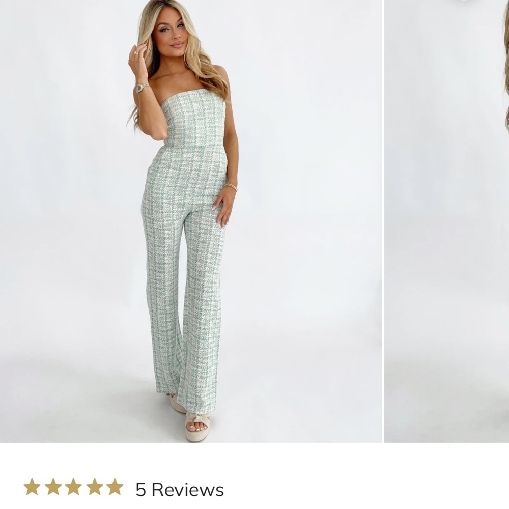 Tweed strapless jumpsuit